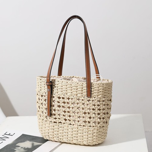Women Woven Boho Handbag Summer Beach Tote Straw Bag Round Rattan Shoulder - Bild 11 von 13