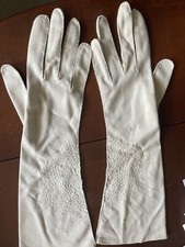 Vintage Hansen Gloves Beige Nylasuede Hand Stitched