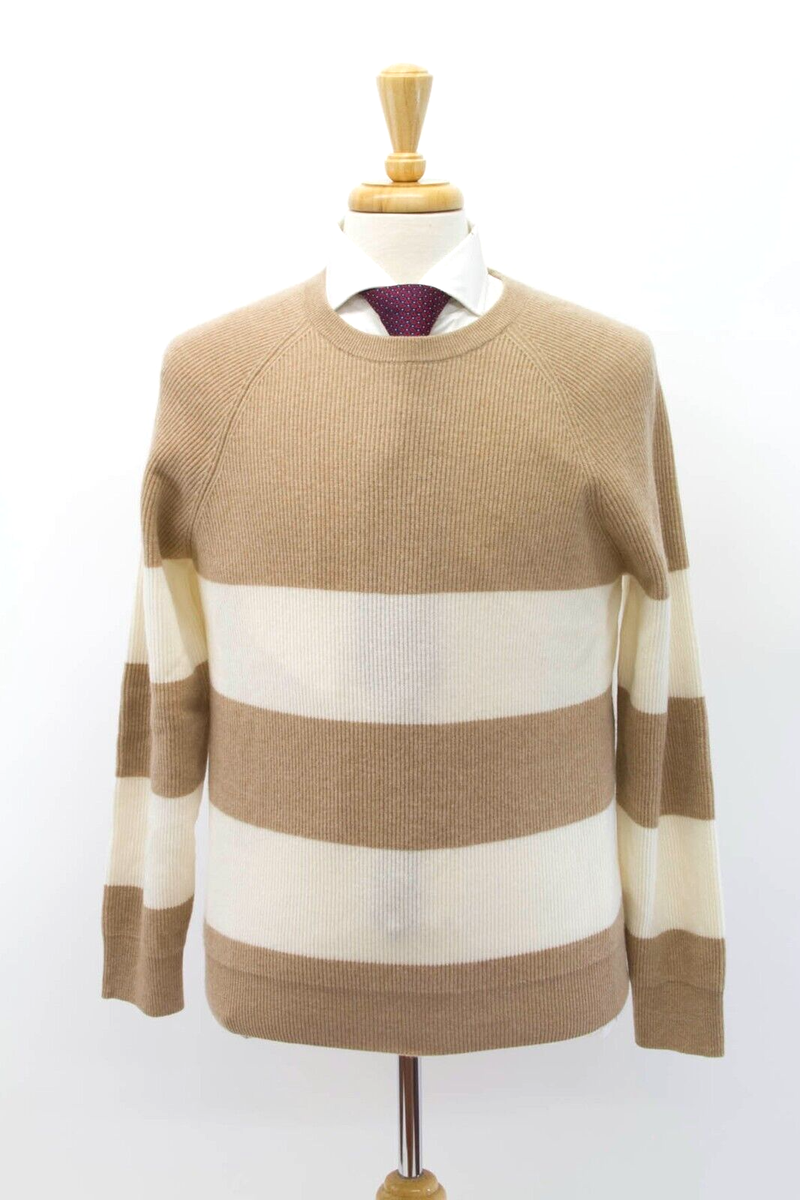 NWT$2850 Brunello Cucinelli Mens 100% Cashmere 2Tone Ribbed