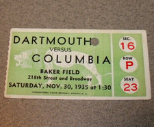 Columbia Lions 11/30/1935 Football Ticket Stub vs Dartmouth Lou Little HOF Coach