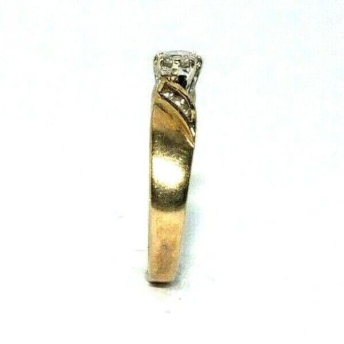 Donna/Donna 9ct Giallo Oro Twist Design Diamante Fidanzamento Anello,Misura UK L - 第 4/6 張圖片