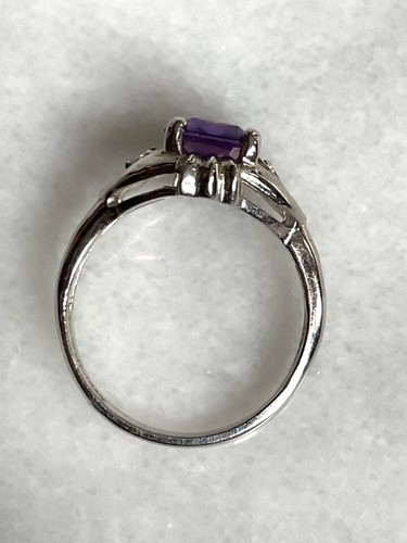 14K WHITE GOLD PURPLE SAPPHIRE AND GOSHENITE RING SIZE 6 - Picture 8 of 10