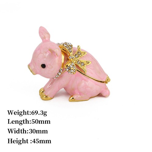 Caja de baratijas de joyería rosa cerdo regalo coleccionable cristal animal figura decoración - Imagen 7 de 7