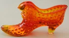 Vintage Fenton Carnival Art Glass Amberina Orange Yellow Hobnail Shoe Cat Head
