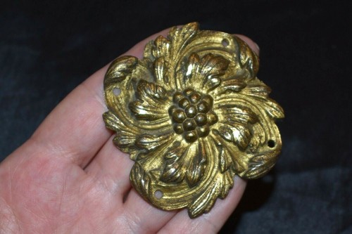 Antique Victorian Ornate Brass? Decorative Fittings Plaques Hardware Lot of 4 - Picture 5 of 5