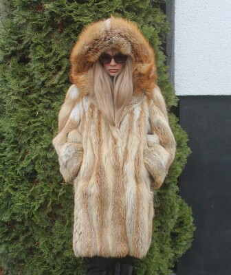 100% Ranch American Fox Fur Jacket Coat Outwear Clothing Fashion L/XL