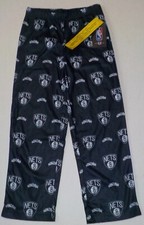 BROOKLYN NETS NBA TEAM APPAREL YOUTH PAJAMAS PANTS XS S M L POLYESTER NWT BLACK