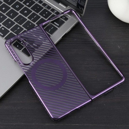 For Samsung Galaxy Z Fold5 6D Plated Carbon Fiber Clear Magsafe PC Phone Case - Photo 2 sur 2