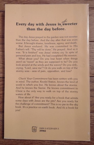 CHECK YOUR COMMITMENT: Studies from Matthew by Knofel Staton - 1985 - Paperback - Picture 4 of 4