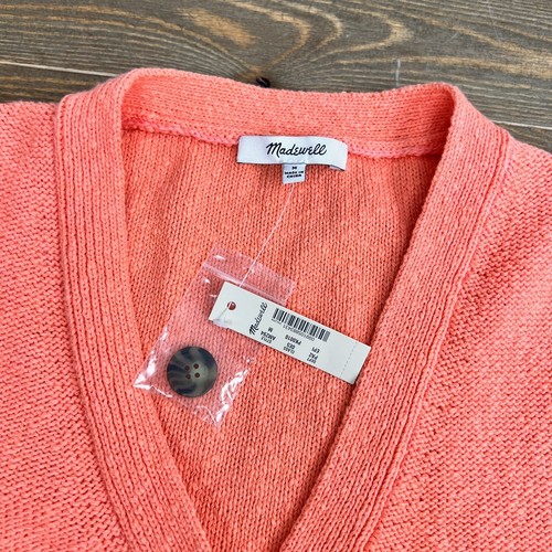 Madewell Pink Coral Short Sleeve Button Front Cardigan Women’s Size M - Picture 4 of 8