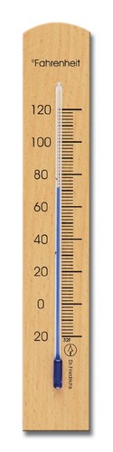 Analog Fahrenheit Scale Wall Thermometer Beech Wood Two Finishes 7.12 inch tall - Picture 2 of 9