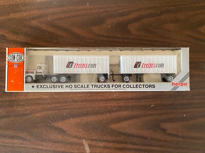 HO scale Herpa Con-Cor truck tractor trailer Peterbilt Transcon 2- 27' tandem