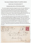 Custer Idaho 1890 gold mining town cover w/Masonic content — photo 1