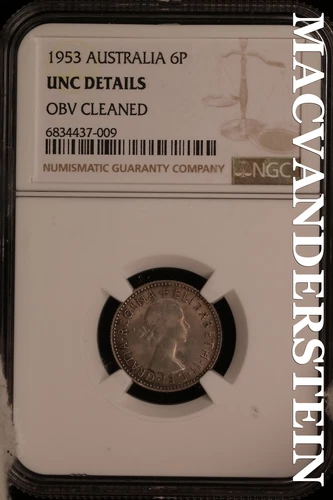 Australia: 1953 Sixpence - NGC Unc Details - Scarce #SLA465