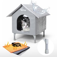 Outdoor Cat House, Waterproof Cat Shelter Extra with Heating Pad for Stray/Ba...