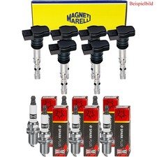 6x MAGNETI MARELLI Zündspule + CHAMPION Zündkerze für Audi A5 Cabriolet 8F7 S5