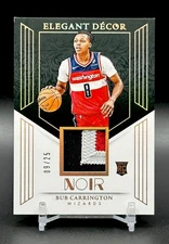 2024 Bub Carrington Noir Elegant Decor Rookie Tri-Color Jersey RC Holo Gold /25
