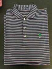 NWT MEN'S TURTLESON POLO, SIZE: L, COLOR: NAVY/MULTI STRIPED M8.13