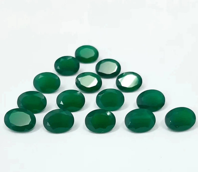 #ad AAA Natural Green Onyx quot;Facetedquot; Oval Shape Loose Gemstone For Jewelry Making $106.64