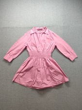 Zara Women Mini Shirtdress M Pink 3/4 Sleeve Collared Elastic Waist Pullover