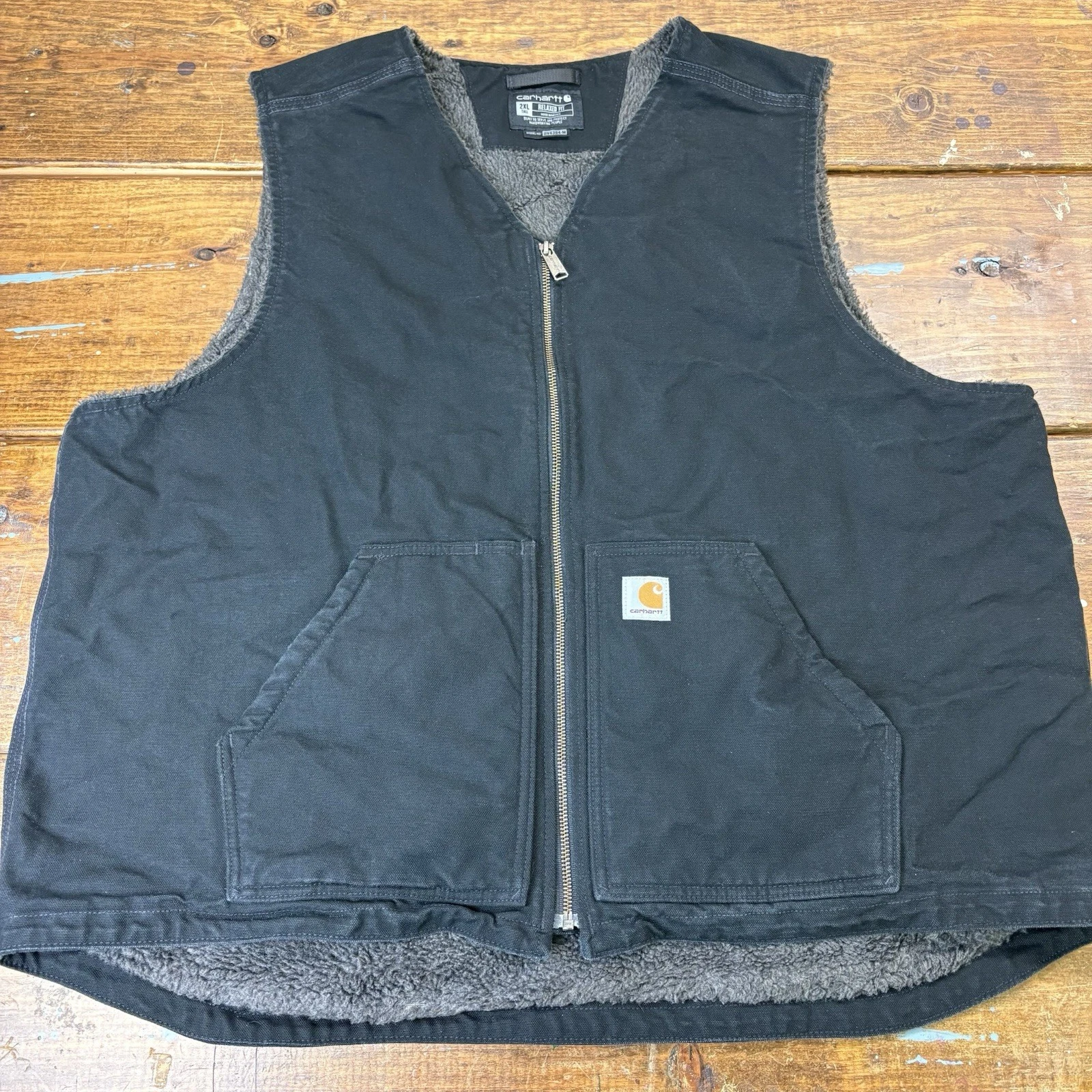 Sherpa Lined Carhartt Workwear Vest Size 2XL Black