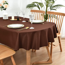 Oval Tablecloth 60 X 84 Inch Washable Fabric Table Cloth Solid Chocolate Table C