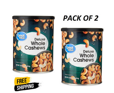 Great Value Deluxe Whole Cashews, Salted, 16 oz  2 Pack