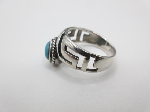 Aztec Tribal Key Pattern RING Sterling Silver 925… - image 5