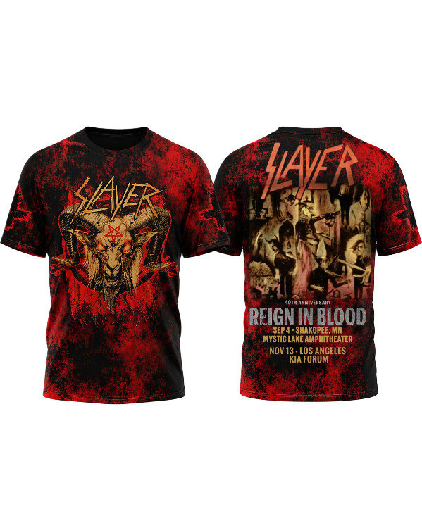 Slayer 40th Anniversary Reign In Blood 2026 in Minnesota and Los Angeles Shirt