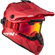 CKX Shine Red Titan Air Flow Backcountry Roar Helmet w/210° Goggle - 516186