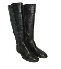 SOFFT Women's Tall BLACK Leather Riding Boots w/elastic side panel 7.5/8 M EUC