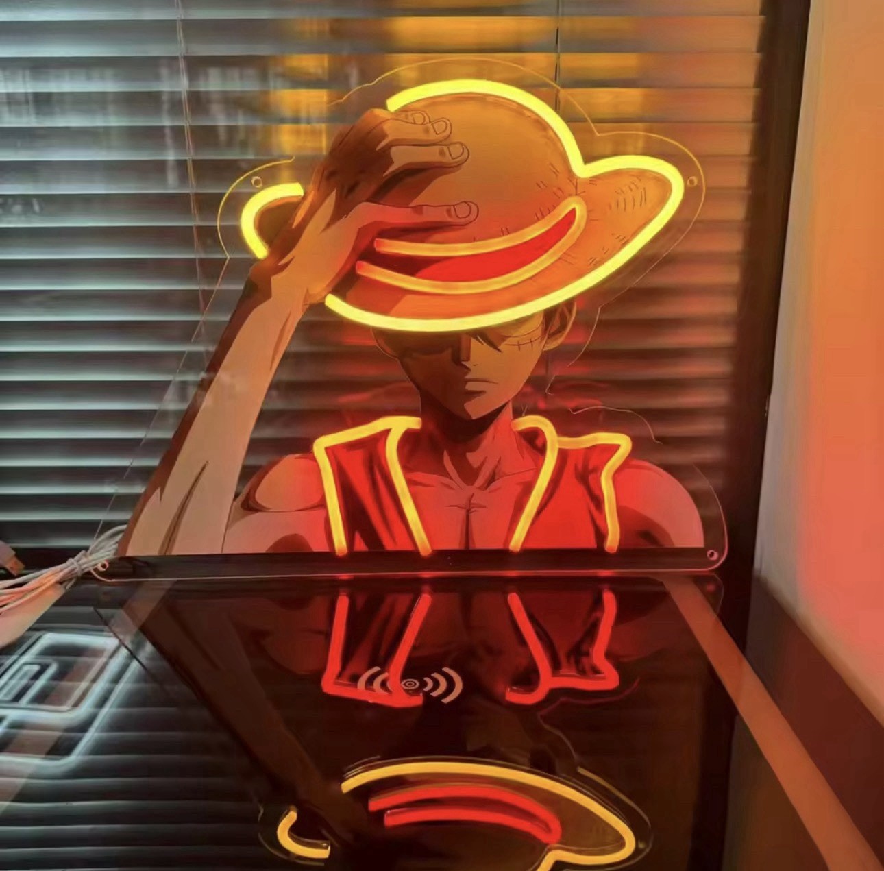 Néon One Piece Luffy lampe LED déco murale USB 40x30cm luminaire chambre ado