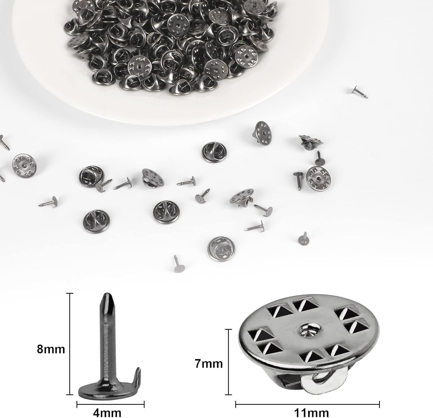 120 Pairs Silver Butterfly Clutch Tie Tacks Pin Back Metal Locking Replacement w