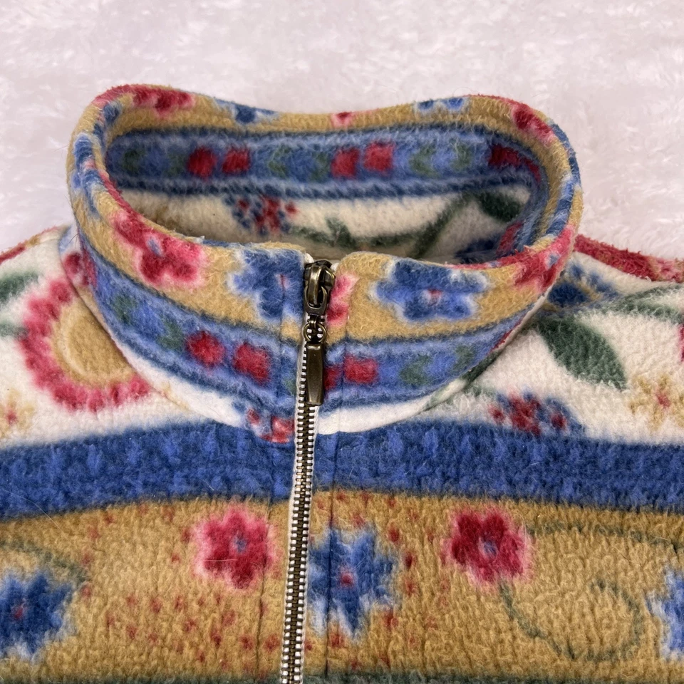 Chaqueta polar de colección Alfred Dunner Petite mediana cremallera completa floral azteca años 90’s Foto 3 de 4