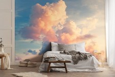 Cloudy Sky bedroom WALLPAPER 312x219 cm giant size photo wall mural blue white