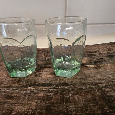 VTG Libbey Set Of 2 Chivalry Green Flat Juice Glasses