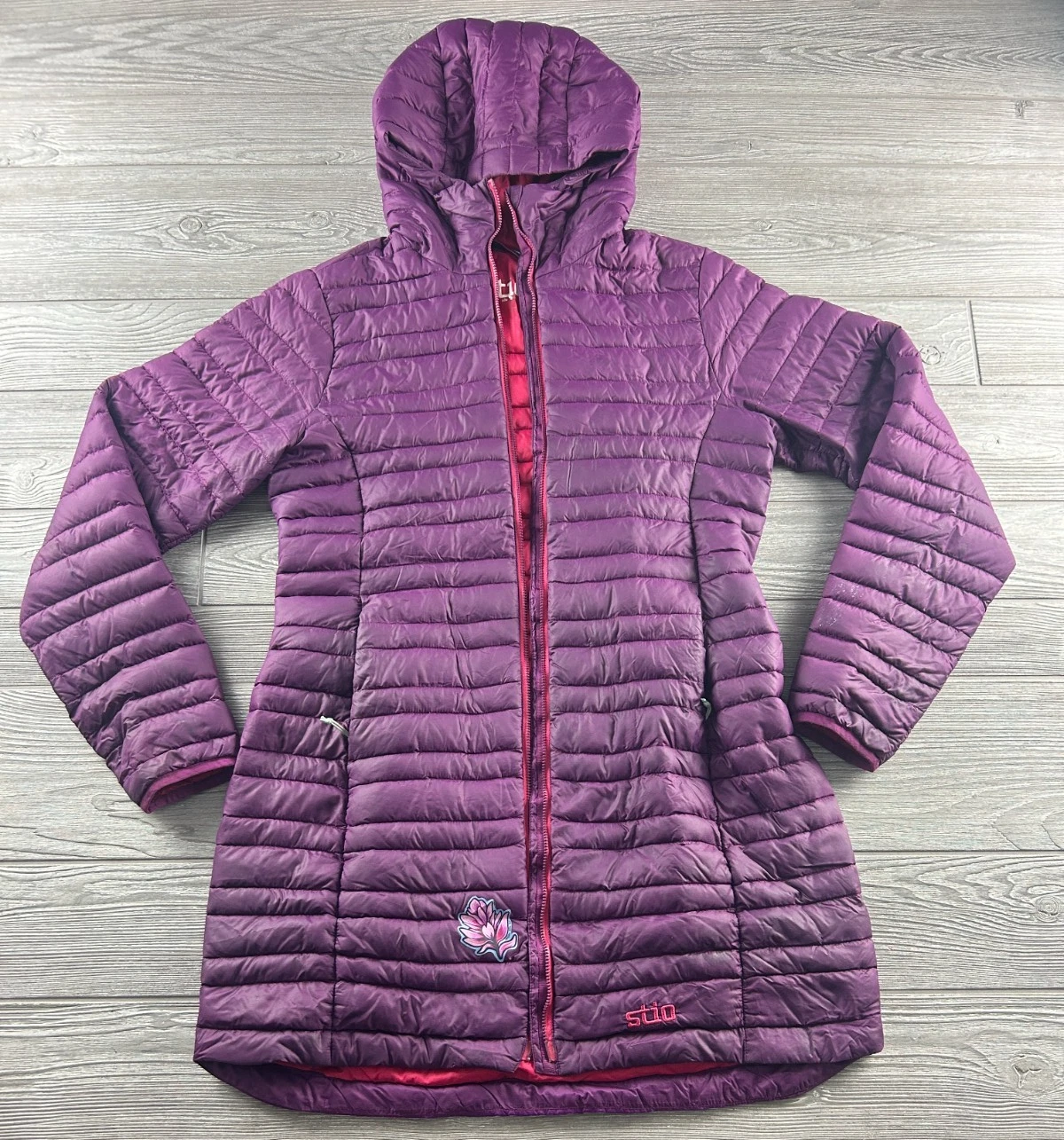 Stio Down Parka Puffer Jacket Women's Goose dwon Purple Hooded Broken zip
Opens in a new window or t