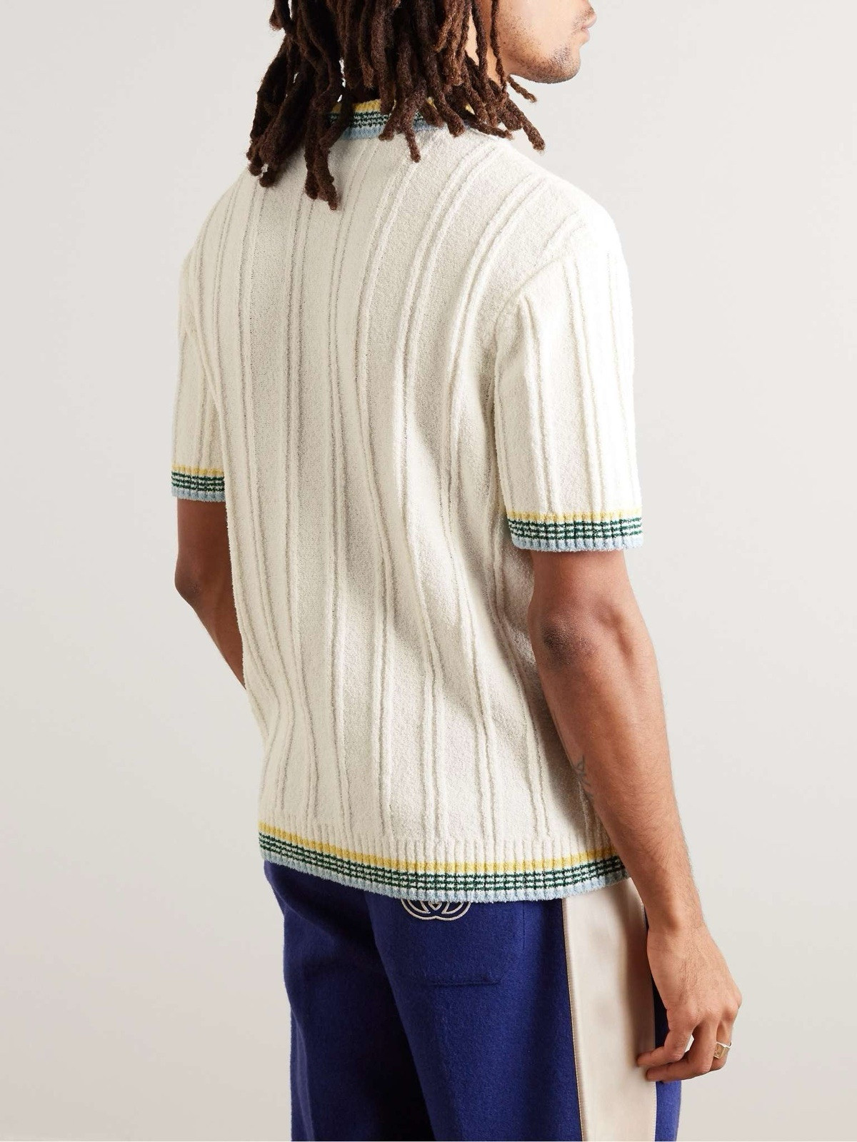 CASABLANCA RIBBED BOUCLE KNIT POLO WHITE SIZE S image 5