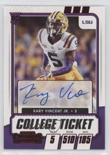 2021 Contenders Draft Picks College Game Ticket Red Kary Vincent Jr Auto 0s55