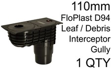 FloPlast D94 Leaf Debris Interceptor Gully Underground Drain Black 110mm Fitting