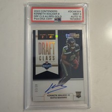 2022 Contenders Kenneth Walker III Draft Class Auto Gold /22 PSA 9 AUTO 10 