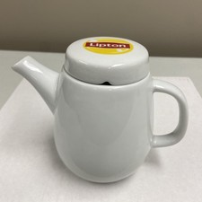 Vintage Collectible White Ceramic Lipton Tea Pot 4 1/4" H Without Lid, 5" With