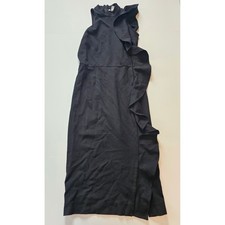 Bar III Ruffle Mock Neck Midi Dress Womens XXS Black Bodycon Sleeveless Cocktail