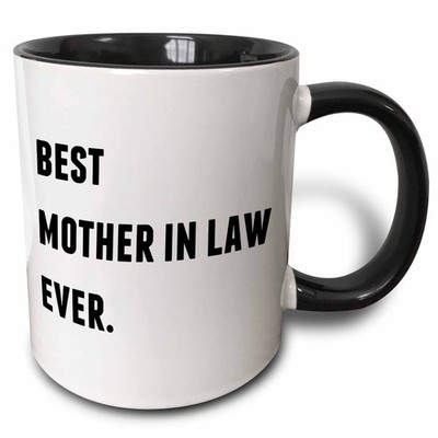 3dRose Best Mother In Law Ever Two-Tone Black White Mug 11oz Gift for Her