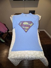 DC Comics Superman Distressed Logo Light Blue T-Shirt Size S