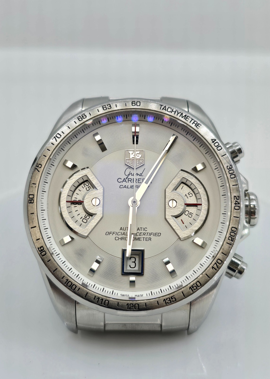 TAG Heuer Grand Carrera Silver Men's Stainless Steel Bracelet Watch - CAV511B