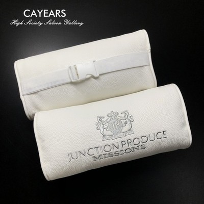 2Pcs JDM Junction Produce White Leather Headrests Silvery JP Car Seat Pillows