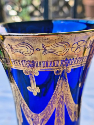 Set of 4 Mouth Blown Arte Italica Medici 24-K Gold Cobalt Blue Champagne Flutes - Picture 17 of 21