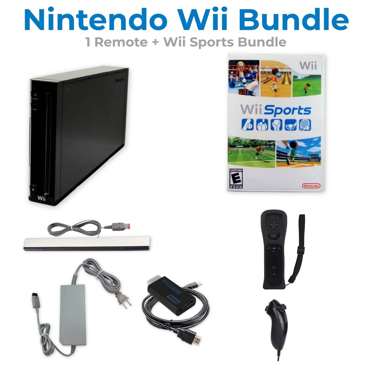 Nintendo Wii Console Black HDMI | 1-4 Controllers Wii Sports Smash