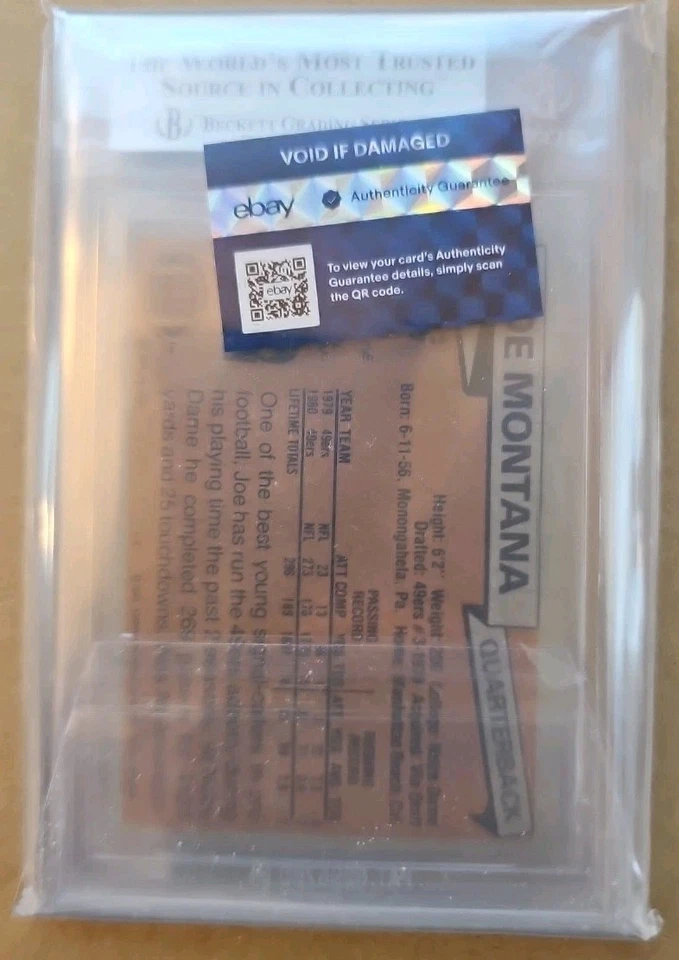 1981 Topps - #216 Joe Montana (RC) BGS Perfeito 9 Rookie Sub Grades 4/9s Verdadeiro Estado Perfeito - Imagem 2 de 3